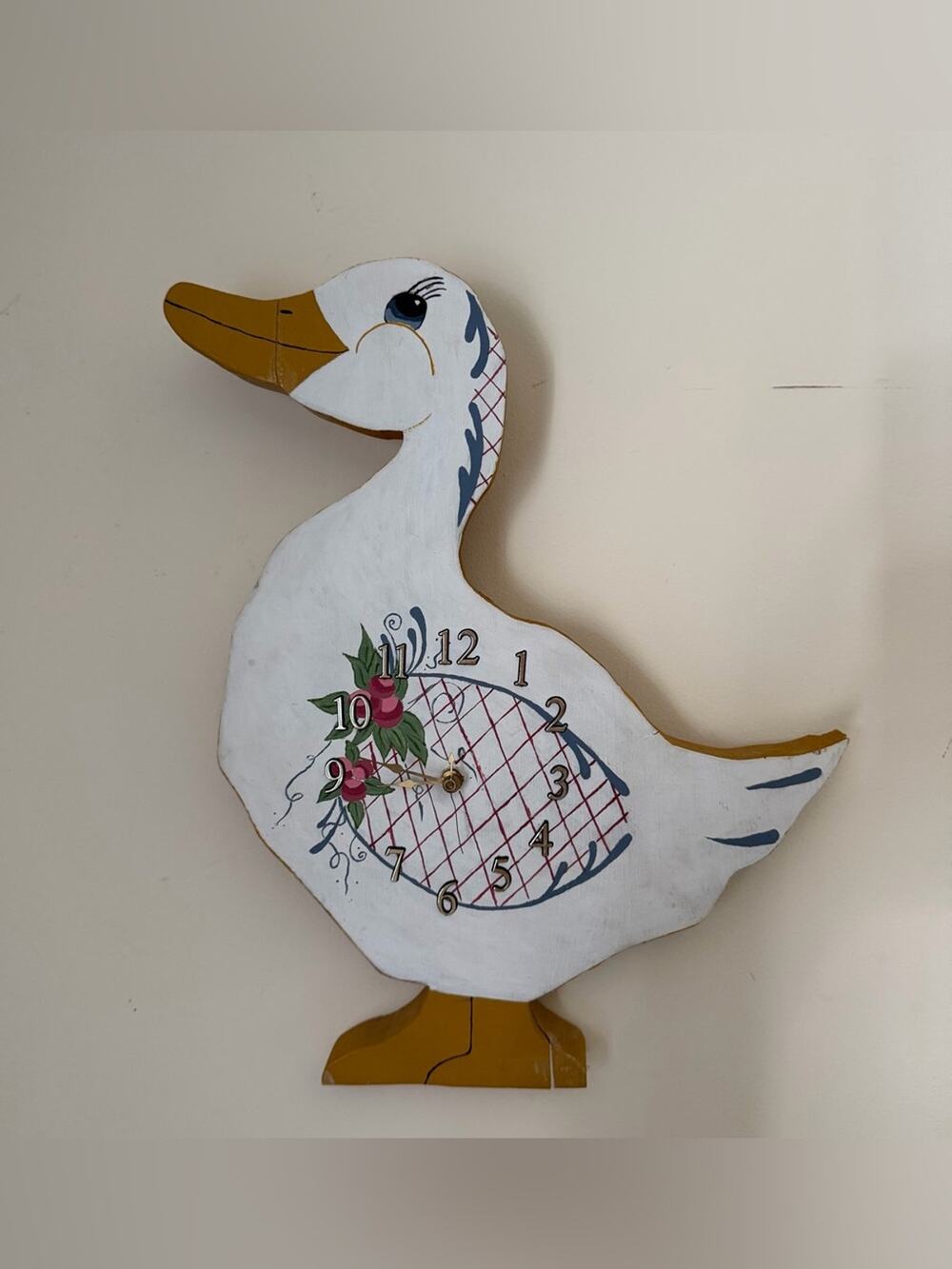 VTG Wooden Country Cottage Goose Duck Wall Clock
